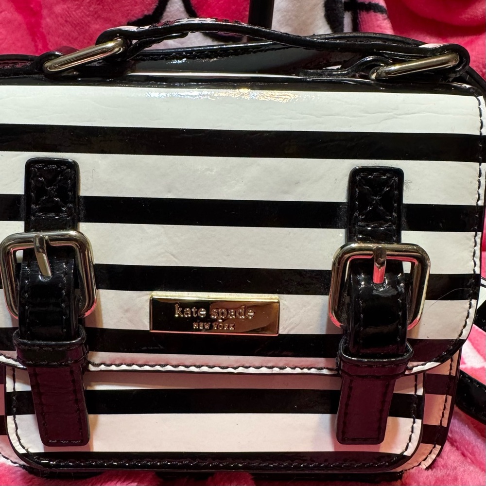 kate spade Black & White Striped Crossbody Bag EUC B33